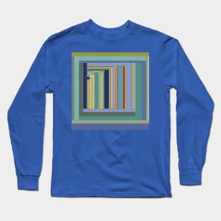 Industrial Blue Green Geometric Stripes Long Sleeve T-Shirt